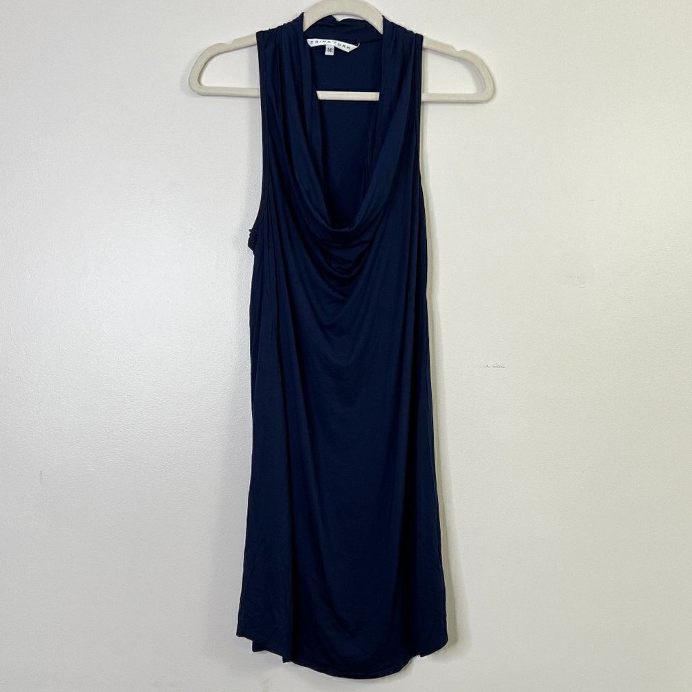 Trina Turk Stretch Jersey‎ Knit Cowl Neck Flowy Loose Longline Tunic Mini Dress